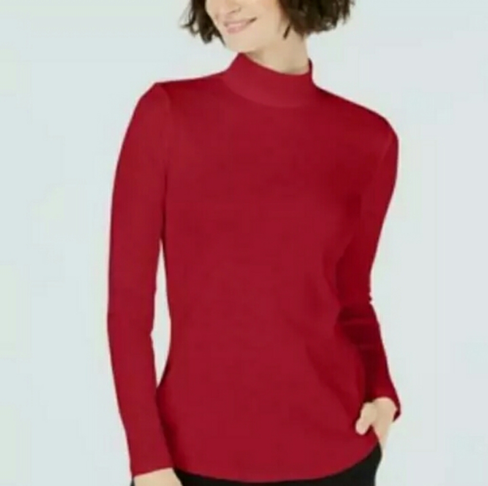 Charter Club Pima Cotton Mockneck Small Top